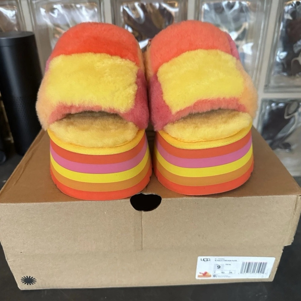 UGG Multicolor Rainbow Fluff Platform Sandals - image 5